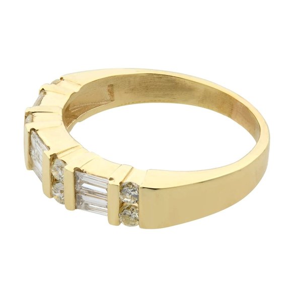 0.75Cttw Baguette And Round Cut Diamond Band Ring 14K Yellow Gold Size 5.5 - Picture 3 of 5